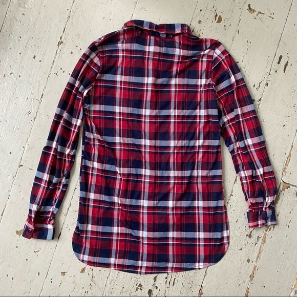 Rue 21 Long Tunic Red Flannel Shacket Shirt Convertible Sleeves - Picture 12 of 12